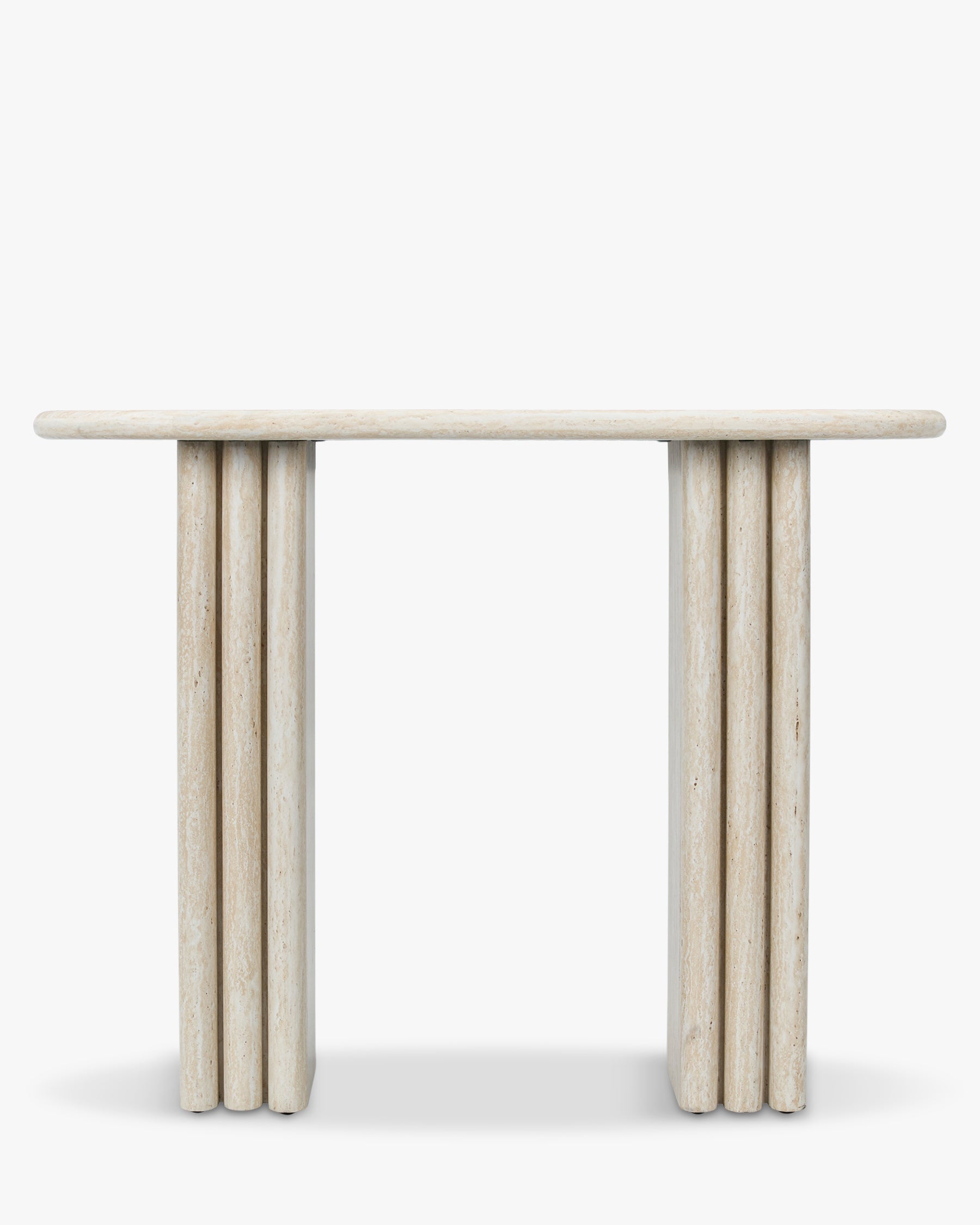 Table de salle à manger Majestic en métal d'inspiration colonne grecque et plateau minimaliste