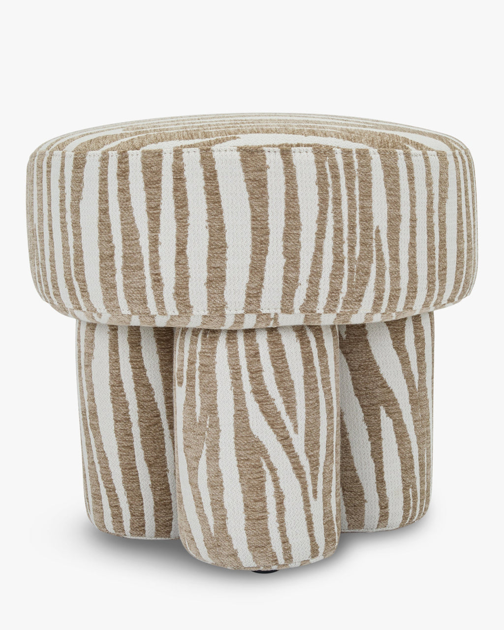 Tabouret zébré graphique en tissu, format compact, pour salon et entrée