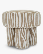 Tabouret zébré graphique en tissu, format compact, pour salon et entrée