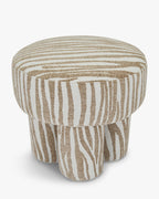 Tabouret zébré graphique en tissu, format compact, pour salon et entrée
