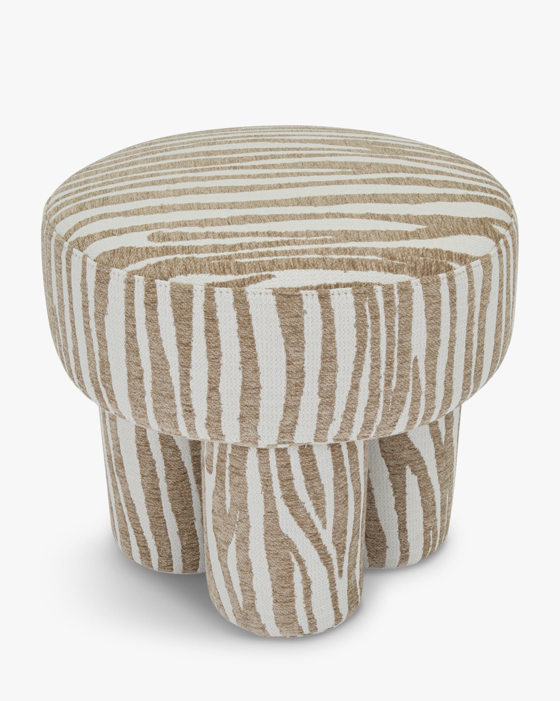 Tabouret zébré graphique en tissu, format compact, pour salon et entrée