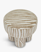Tabouret zébré graphique en tissu, format compact, pour salon et entrée