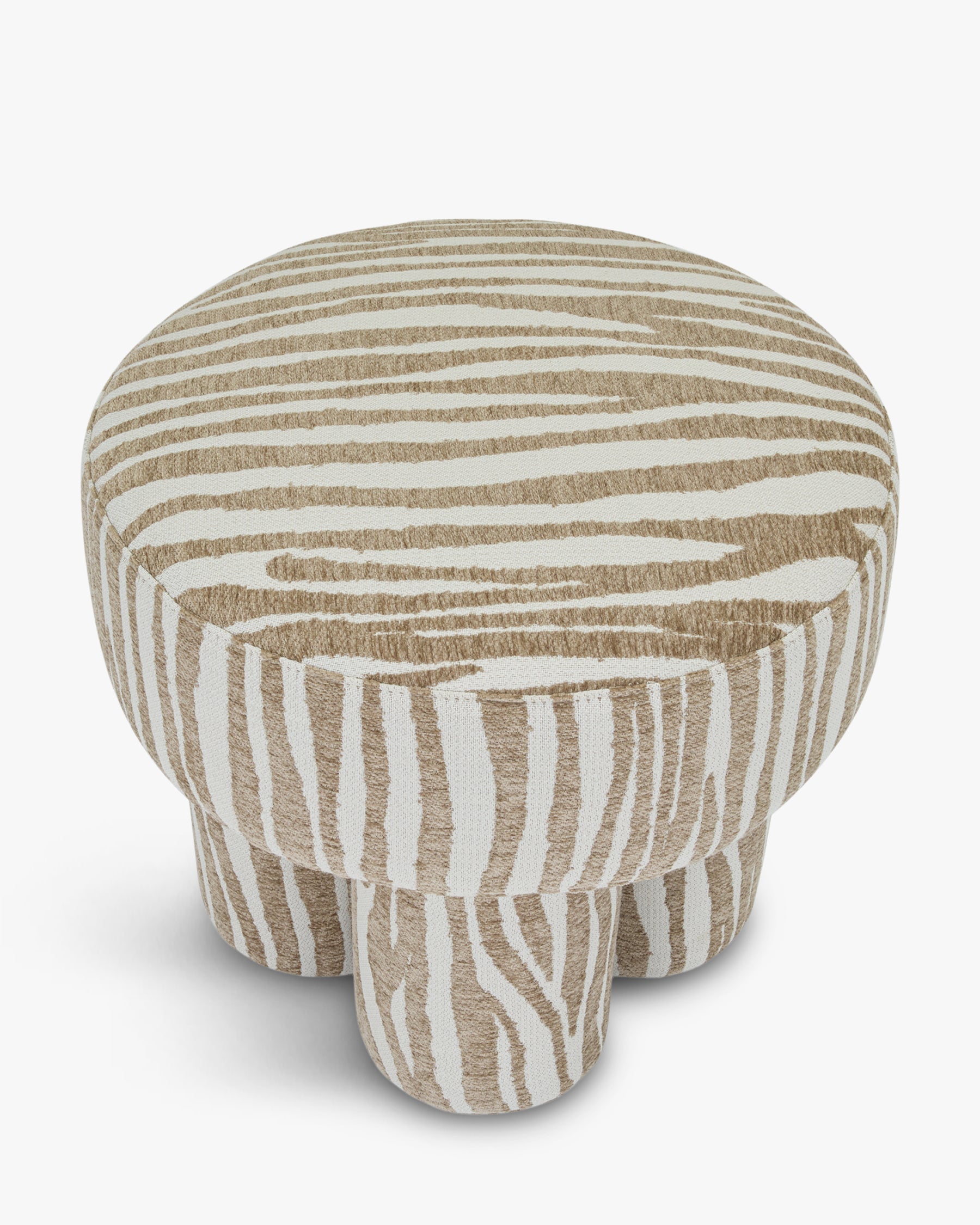 Tabouret zébré graphique en tissu, format compact, pour salon et entrée