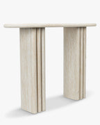 Table de salle à manger Majestic en métal d'inspiration colonne grecque et plateau minimaliste