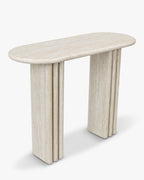 Table de salle à manger Majestic en métal d'inspiration colonne grecque et plateau minimaliste