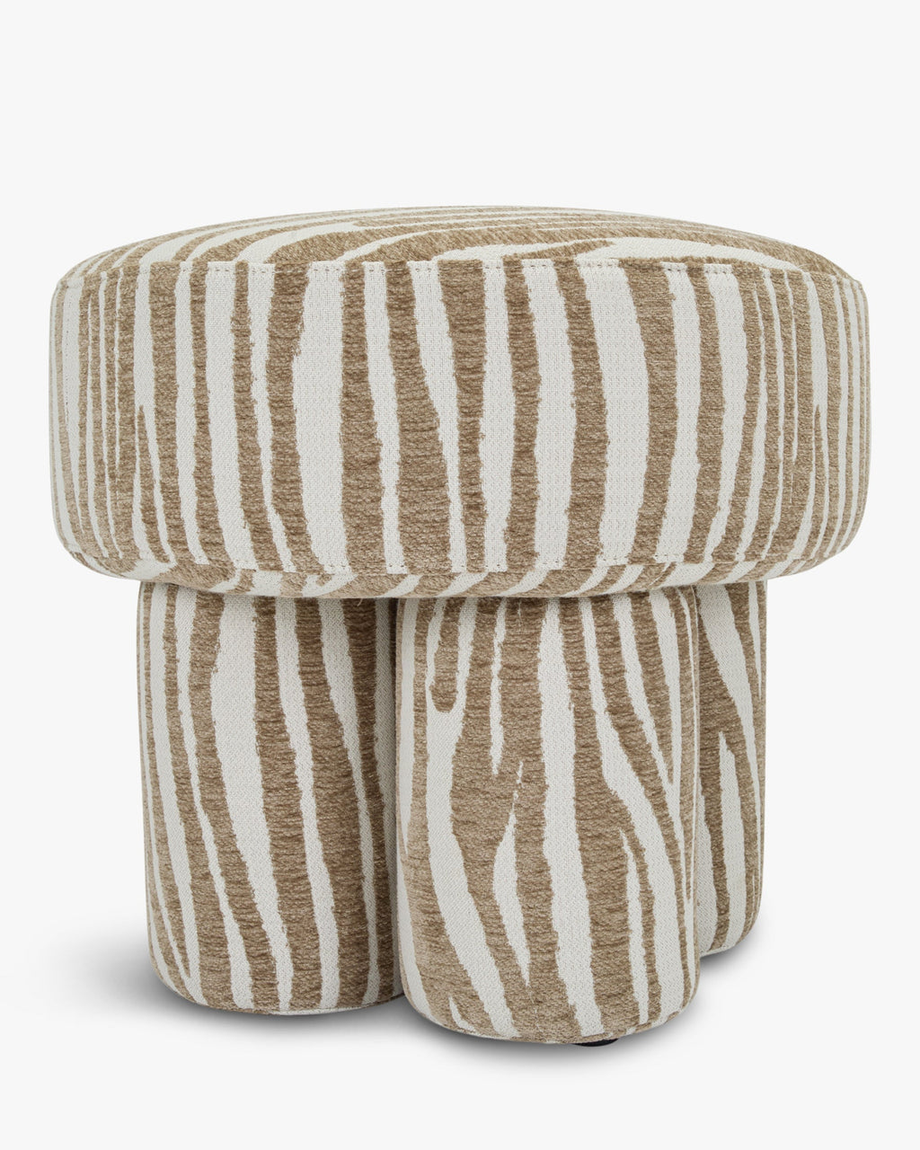 Tabouret zébré graphique en tissu, format compact, pour salon et entrée