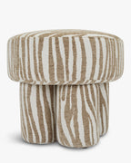 Tabouret zébré graphique en tissu, format compact, pour salon et entrée