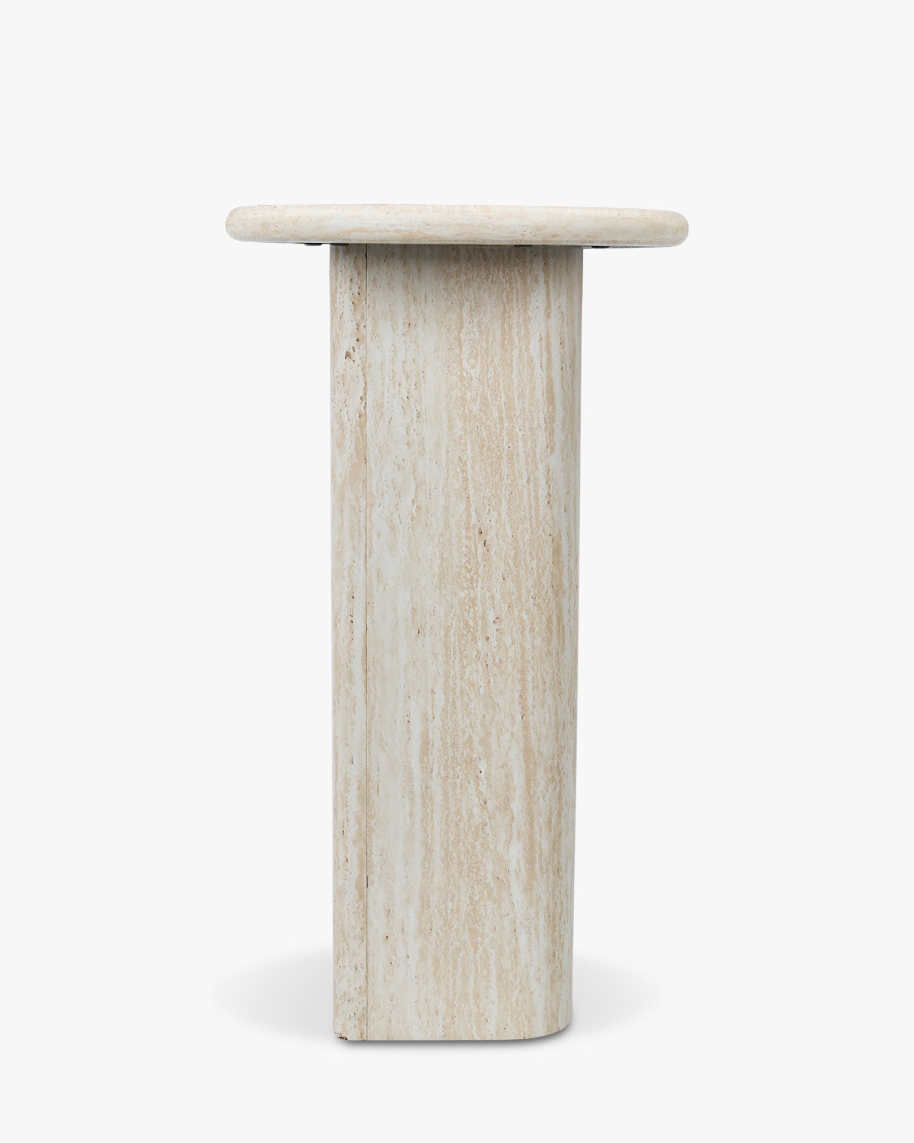 Table de salle à manger Majestic en métal d'inspiration colonne grecque et plateau minimaliste
