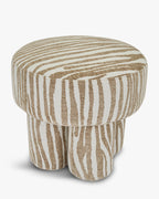 Tabouret zébré graphique en tissu, format compact, pour salon et entrée