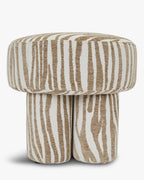 Tabouret zébré graphique en tissu, format compact, pour salon et entrée