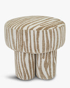 Tabouret zébré graphique en tissu, format compact, pour salon et entrée