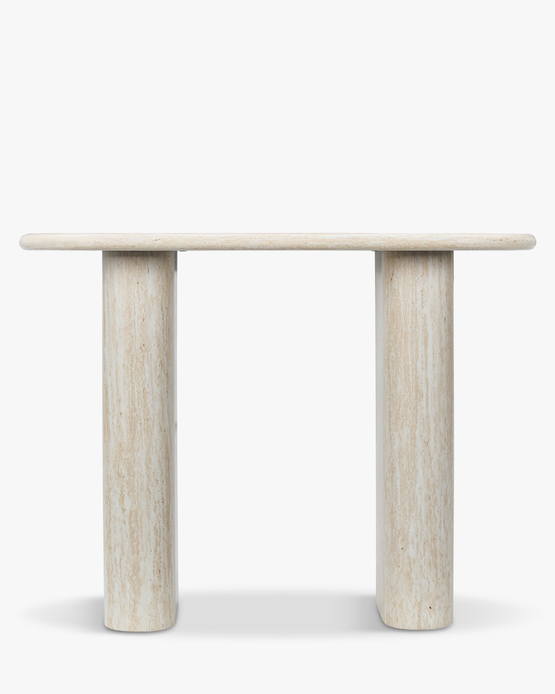 Table de salle à manger Majestic en métal d'inspiration colonne grecque et plateau minimaliste