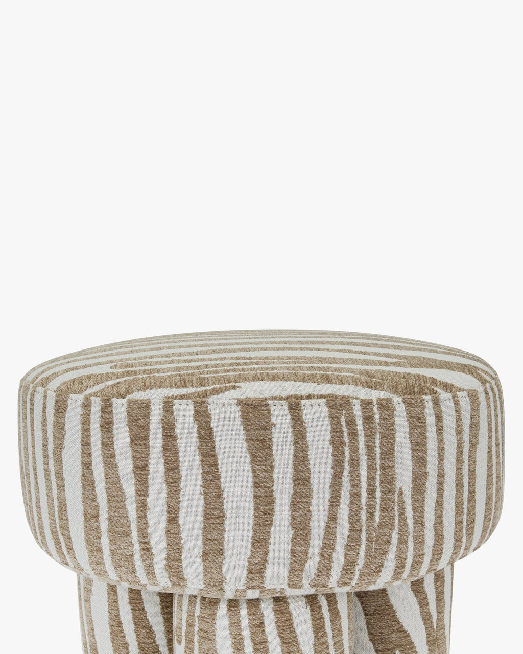 Tabouret zébré graphique en tissu, format compact, pour salon et entrée
