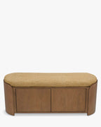 Banc en tissu moderne avec design arrondi et matériaux de qualité pour chambre et entrée