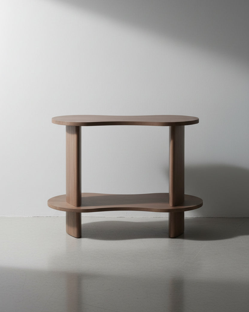 Étagère murale organique en bois aux courbes infinies et au présentoir polyvalent pour salon et bureau à domicile