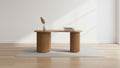 Bureau en Bois Caoutchouté Courbé en Forme de Haricot avec Rangement Discret et Design Élégant pour Bureau à Domicile