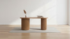 Bureau en Bois Caoutchouté Courbé en Forme de Haricot avec Rangement Discret et Design Élégant pour Bureau à Domicile
